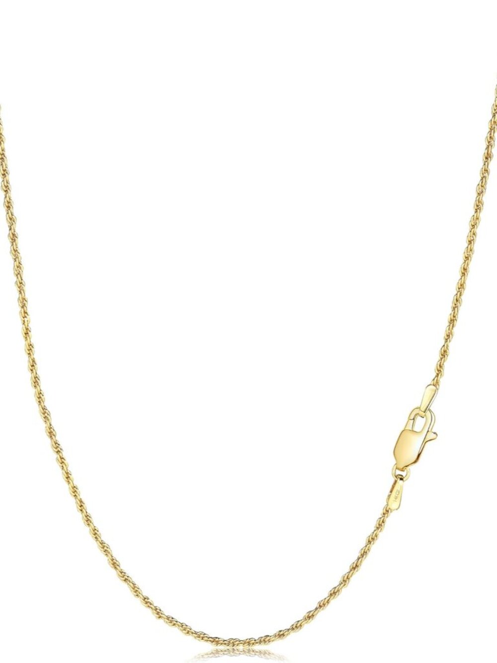 14K Gold Rope Chain Necklace for Women & Men,1.5mm Width 16-24 Inches Length,Tre